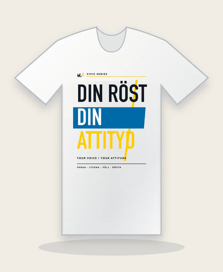 Din röst på vit tröja