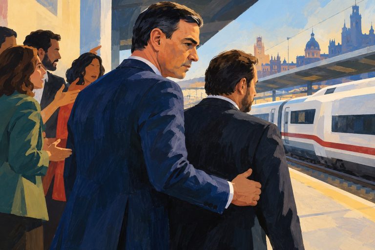 AI-generated editorial illustration; this is not a photograph of the event.